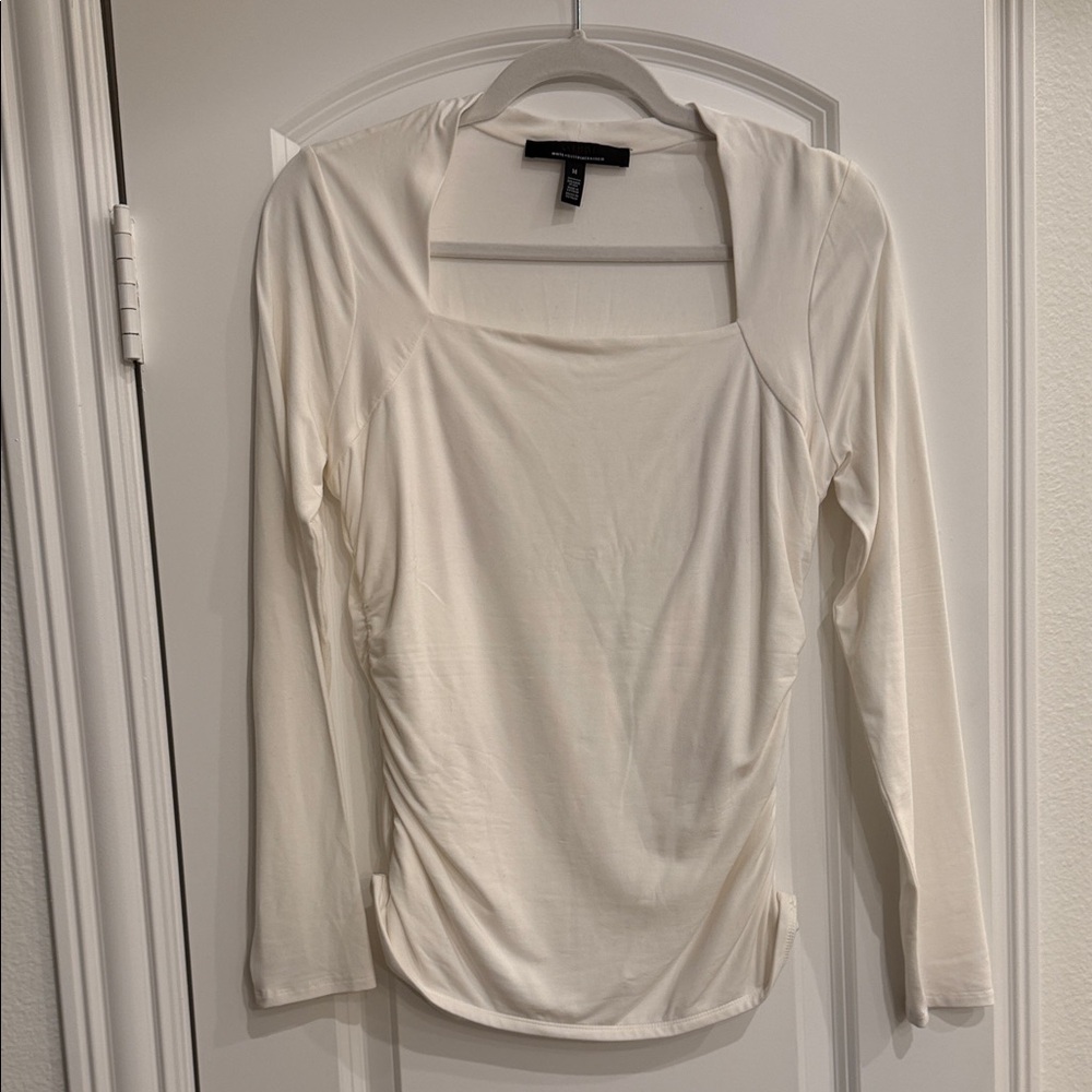 White House Black Market Cream Long Sleeve Top